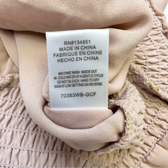 WAYF Smocked Peplum Faux Wrap Long Balloon Sleeve Blouse Size Medium - Picture 10 of 12